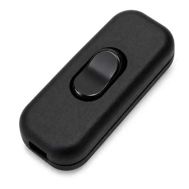Inline Cord Switch for Round Cable, 1-Pole, 2A, 250V, black