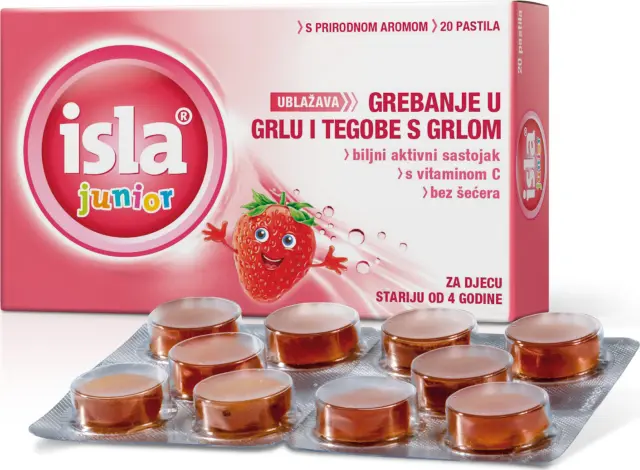 ISLA JUNIOR Παστίλιες με Γεύση Φράουλα για τη Βραχνάδα και τον Ερεθισμένο Λαιμό για Παιδιά από 4 Ετών 20τμχ