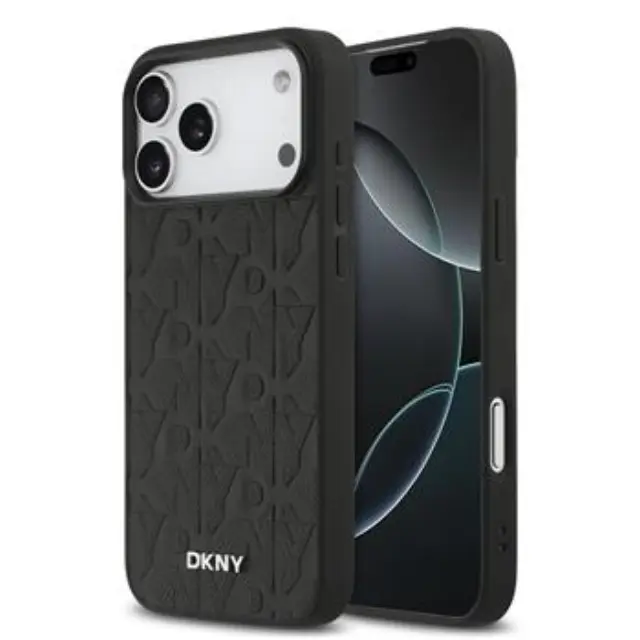 DKNY PU Leather Grid Pattern Magsafe Case for iPhone 17 Pro Max Black