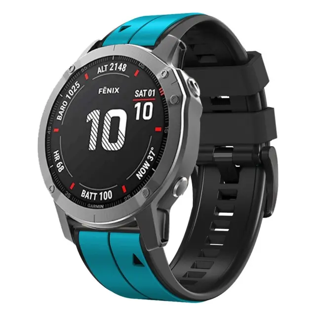 Dual Color Λουράκι για Garmin Fenix 5/6/6 Pro/7/8/9 (47mm)-Sky Blue/Black OEM
