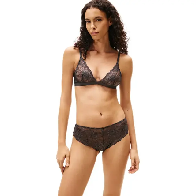 Tommy Hilfiger Γυναικείο Σουτιέν Τρίγωνο Metallic Thread Floral Lace, Χρώμα Dark Ash