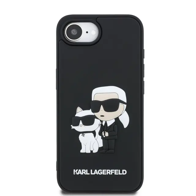 Karl Lagerfeld 3D Rubber Karl and Choupette Case for iPhone 16e/17e Black 3