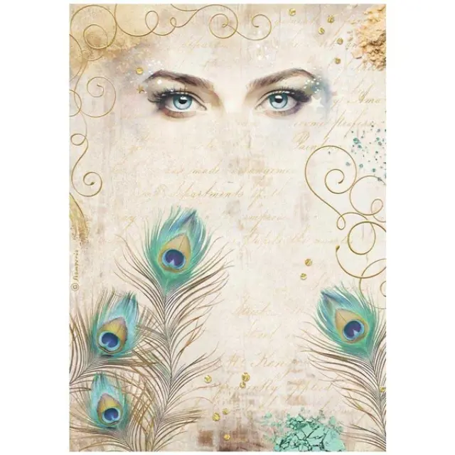 Ριζόχαρτο ντεκουπάζ Stamperia 21x29cm A4, Masquerade, Eyes and feathers