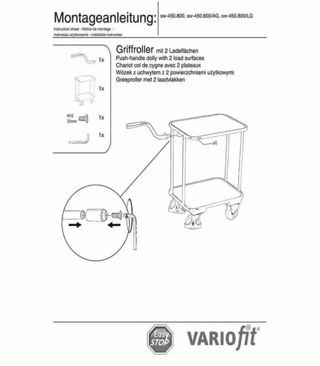 Variofit sw-450.800/AG Πλατφόρμα Μεταφοράς Φορτίων 2 Επιπέδων με Χειρολαβή για Φορτίο Βάρους ως 200kg 3