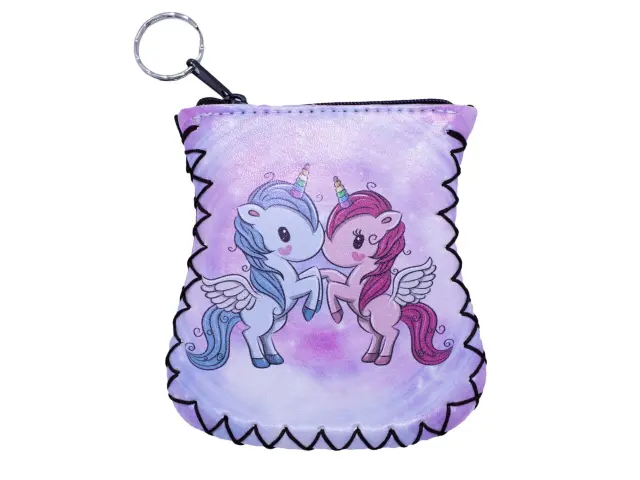 ΠΟΡΤΟΦΟΛΙ ΜΠΡΕΛΟΚ "LITTLE UNICORNS" 11.5Χ10.2CM - ΡΟΖ