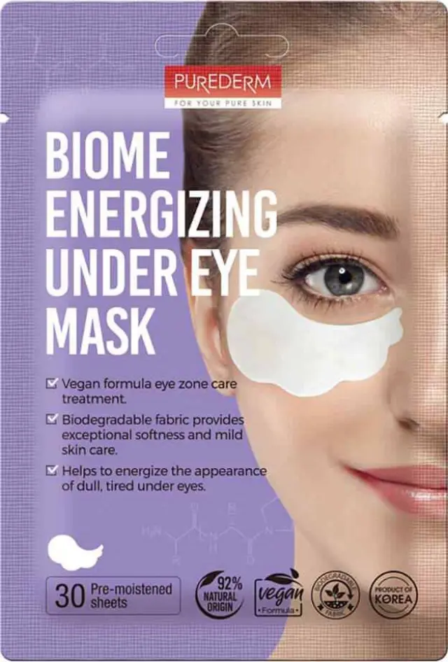 Purederm Biome Energizing Under Eye Mask Vegan Επιθέματα Ματιών Με Προβιοτικά 30τμχ