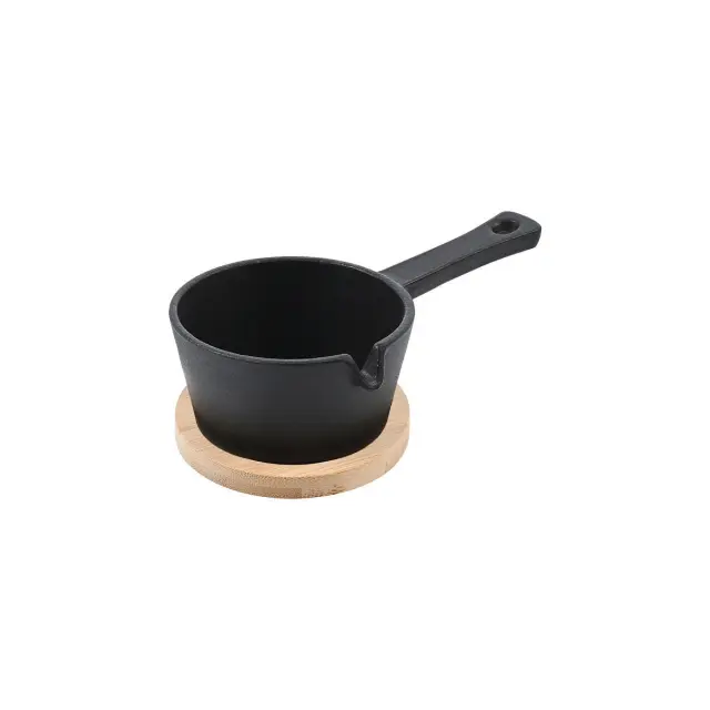 Τηγάνι Σερβρίσματος IRON Μαντεμένιο Βαθύ 9,5cm Με Βάση Bamboo - estia 3