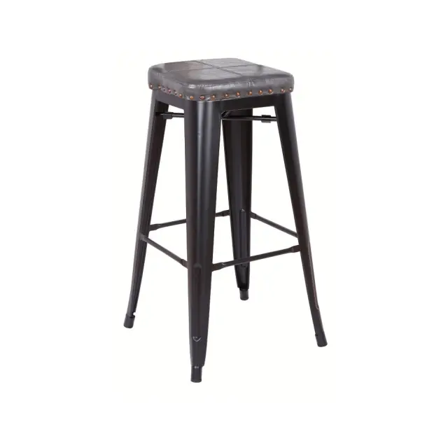Σκαμπώ Bar RELIX Μέταλλο/PU Γκρι Σκούρο 43x43x78cm