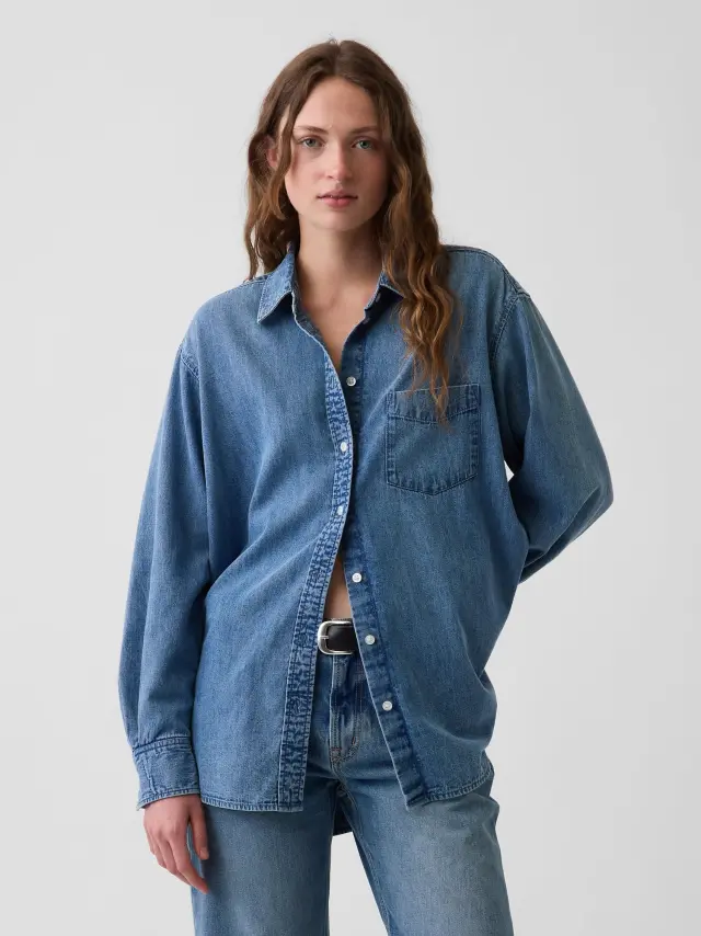 Γυναικείο Τζιν Πουκάμισο Big Shirt Medium wash