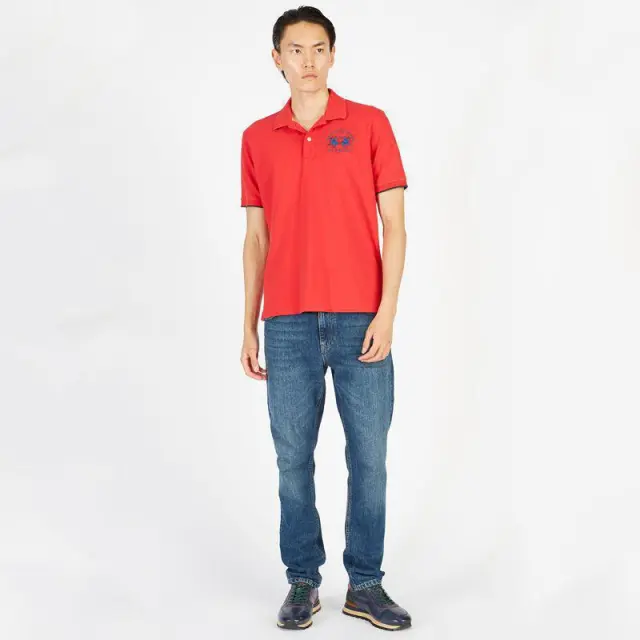 La Martina - Ανδρικό Κοντομάνικο Polo Regular Fit CCMP01-PK001-06008 Κόκκινο - 2XL 3