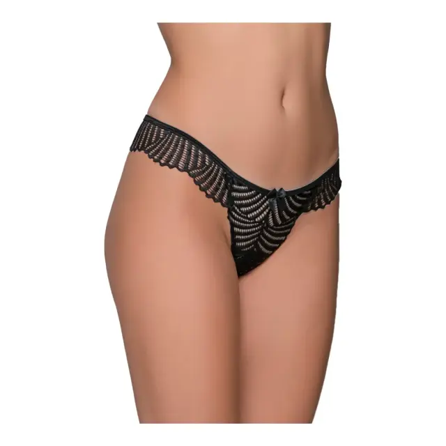 Milena Γυναικείο Σλιπ με Δαντέλα Βεντάλια, Χρώμα Μαύρο