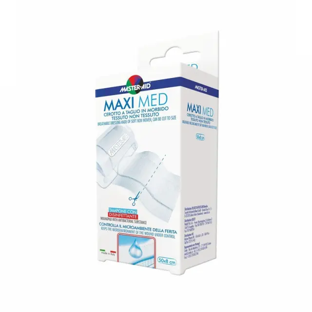 Master aid | Maxi Med Αυτοκόλλητο Ρολό Συνεχούς Γάζας Σε Άσπρο Χρώμα | 50x6cm