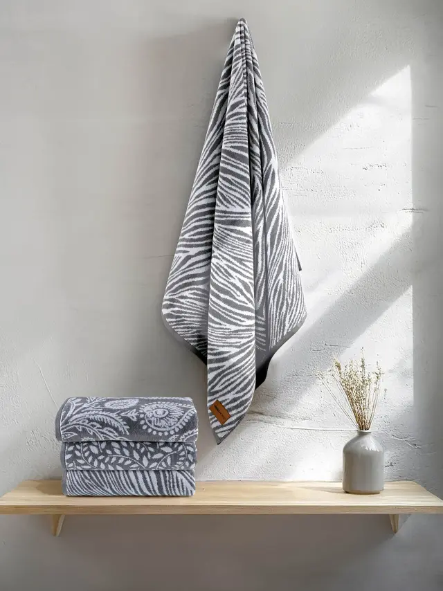 Πετσέτες Σετ 2 Τεμ 50x90-70x140 480gsm Nima Ivy Gray 100% βαμβακερό 2
