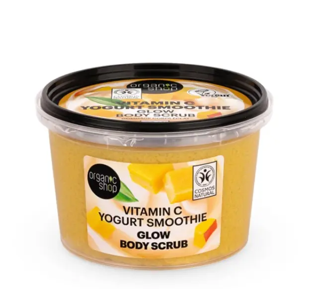 Organic Shop Glow Scrub Σώματος για Λάμψη με Βιταμίνη C Smoοthie Γιαουρτιού, 250ml