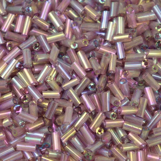 Χάντρα Glass Bugles Transparent Rainbow Old Rose 5mm - 25gr