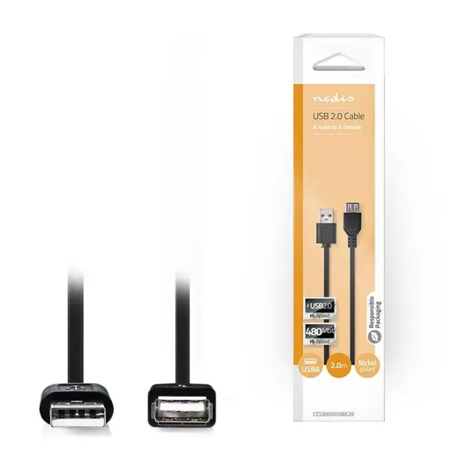 Καλώδιο USB High-Speed A αρσ. - USB Α θηλ., 2.00m.
