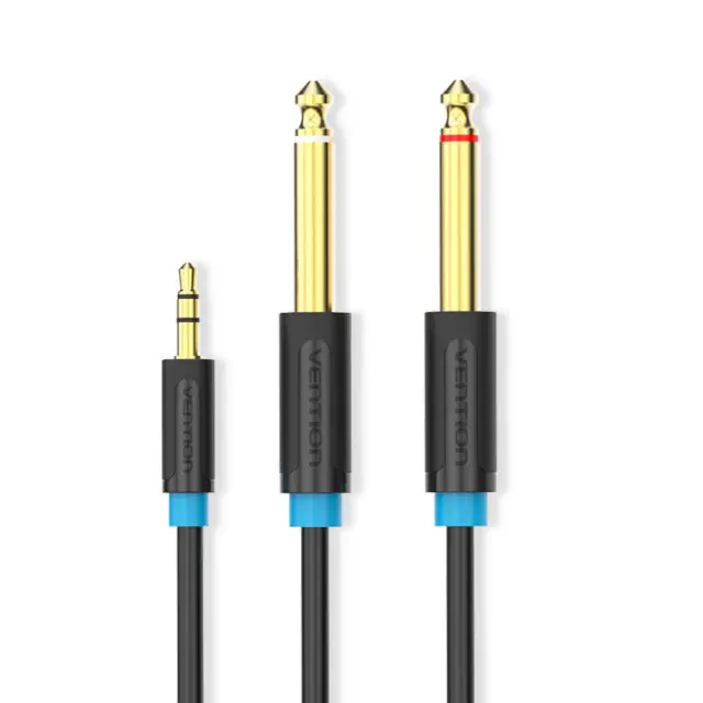 VENTION 3.5mm Male to 2*6.5mm Male Audio Cable 1.5M Black (BACBG) (VENBACBG)