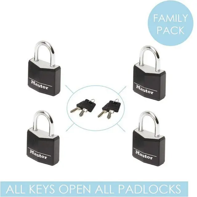 Master Lock 9120EURQBLKNOP - Σετ 4 λουκέτα 20mm με κάλυμμα προστασίας και ασορτί κλειδιά 3