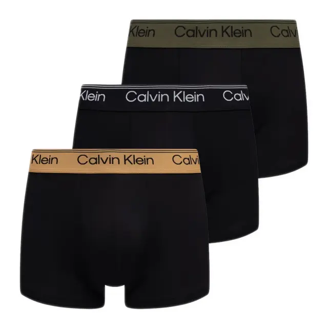 Calvin Klein Ανδρικό Boxer Low Rise Trunk Micro Stretch - Τριπλό Πακέτο, Χρώμα Black W-Bronze Flash Wb-Black-Oliv