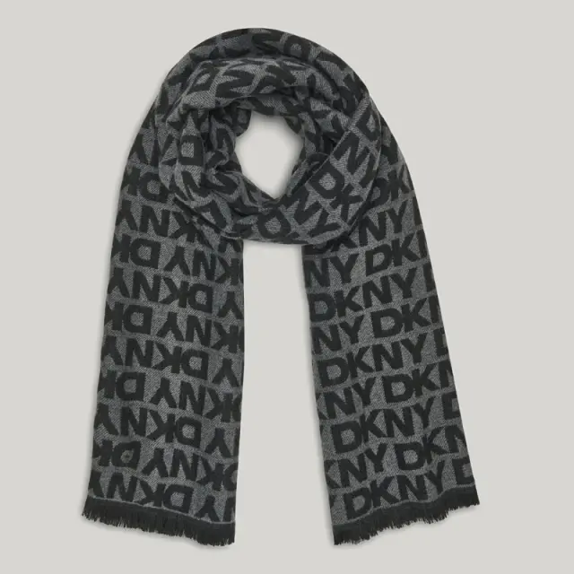 Γυναικείο Κασκόλ Διπλής Όψης με Λογότυπο DKNY D6WS1921-0071 Μαύρο - ONESIZE