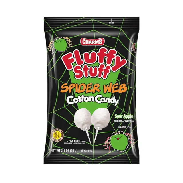 Charms Fluffy Stuff Spider Web Cotton Candy Sour Apple 60gr