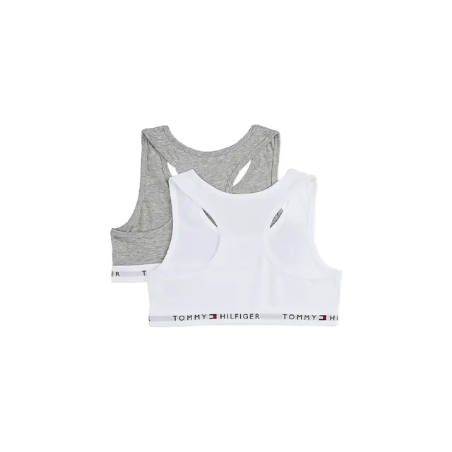 Tommy Hilfiger Παιδικό Μπουστάκι Κορίτσι Signature Racerback Unpadded - Διπλό Πακέτο, Χρώμα Light Gray Heather-White 2