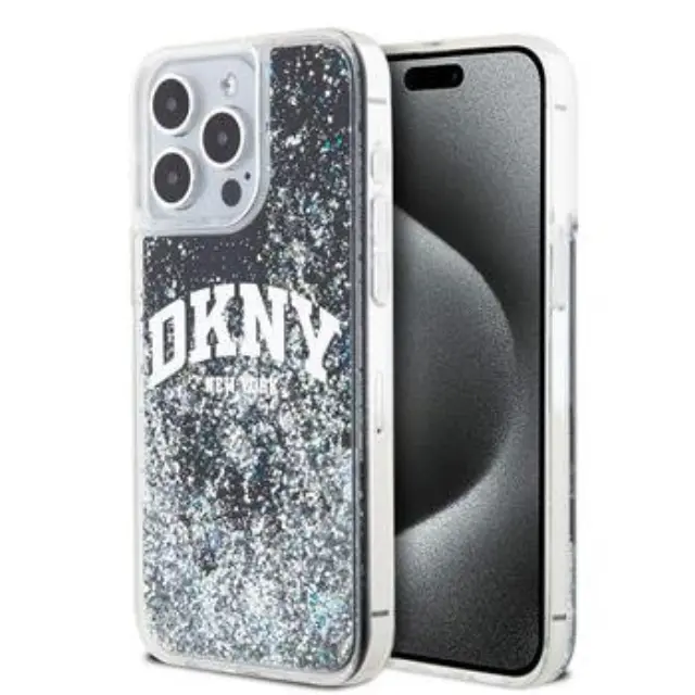 DKNY Liquid Glitter Arch Logo Case for iPhone 14 Pro Black