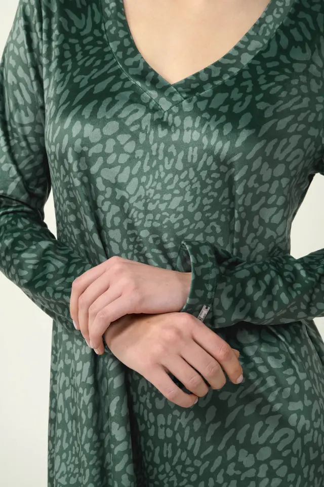 Γυναικείο Velvet Φόρεμα με V Λαιμόκοψη Vamp 23100 GREEN TEAL 2