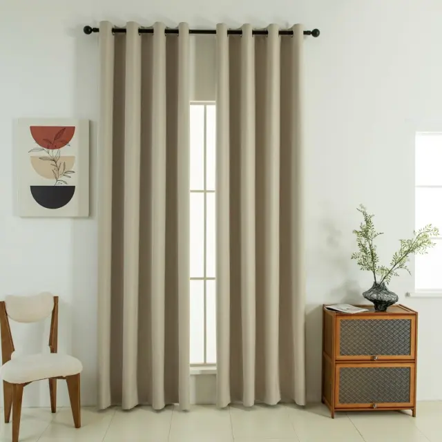 Beauty Home Κουρτίνα Full Blackout σκίασης με 8 κρίκους Soft Art 8391 Beige 140x270 Άμμου