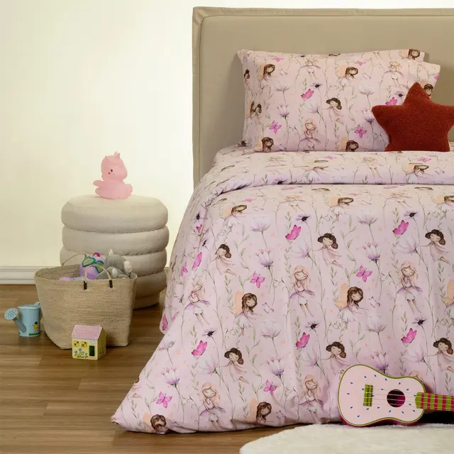 Παπλωματοθήκη 165x245 Μονή Φανελένια Winter Line Kids Melinen Naida Lilac 100% βαμβακερό