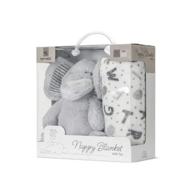 Lorelli Σετ Δώρου Κουβέρτα Αγκαλιάς 75*90cm Grey Elephant 10340182503 3