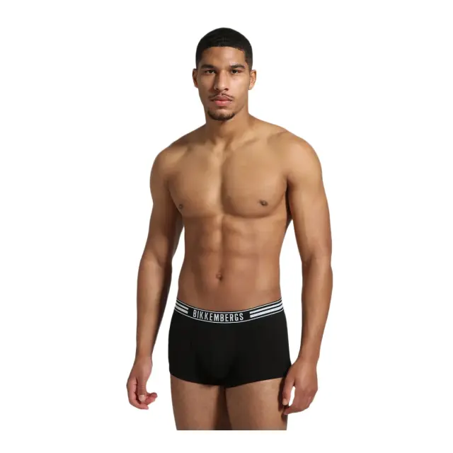 Bikkembergs Ανδρικό Boxer Stripe Waistband Stretch Cotton - Διπλό Πακέτο, Χρώμα Μαύρο 2