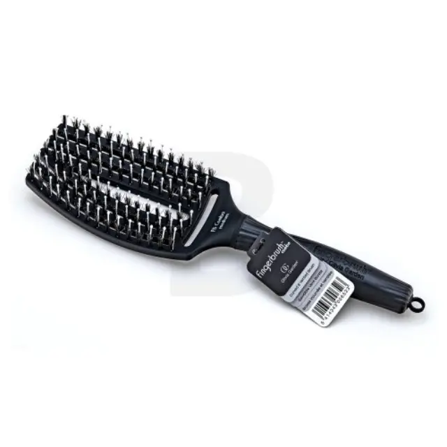 Olivia Garden Fingerbrush Combo Medium hairbrush with nylon and boar bristles Black