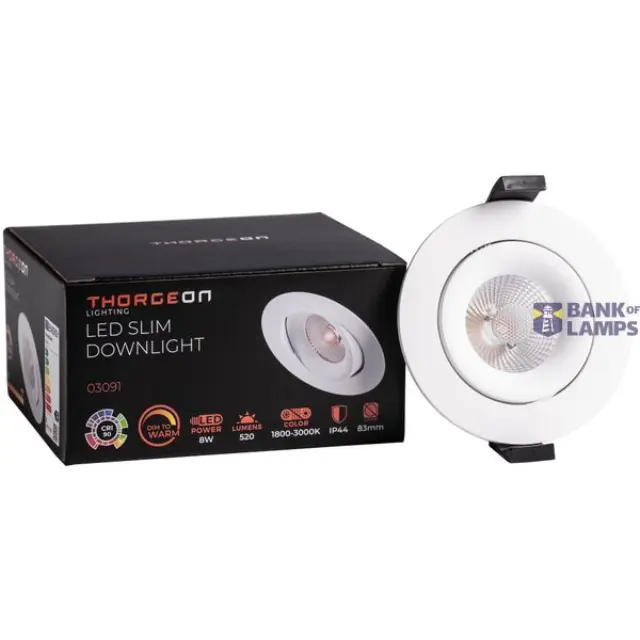 LED Downlight 8W Dim to Warm 520lm IP44 38° CRI>90 PF>0,9 (Internal Driver Included) RAL9003