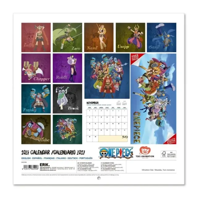 HMEΡΟΛΟΓΙΟ ΤΟΙΧΟΥ ONE PIECE ELBAPH 2027 30X30 CALENDAR CP27039 2