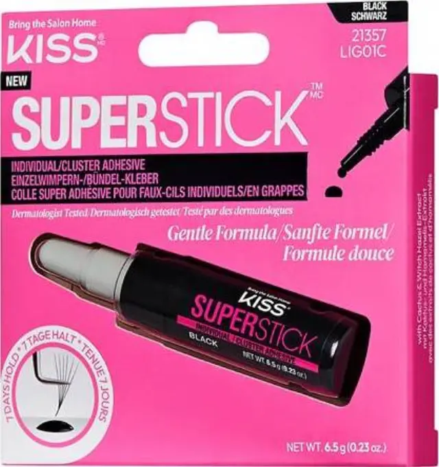 Kiss Superstick Individual/Cluster Lash Adhesive Black 6.5g