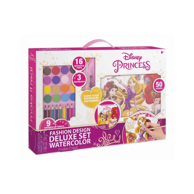 Make It Real Ζωγραφική Watercolor Disney Princess Fashion για Παιδιά 6+ Ετών