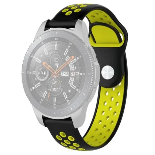 Silicone Band For Samsung Gear S3 46mm/ Pace/ Stratos/ Watch GT/GTR/GT2/ Versa/ Magic 2 (Fits all 22mm) - Yellow/Black