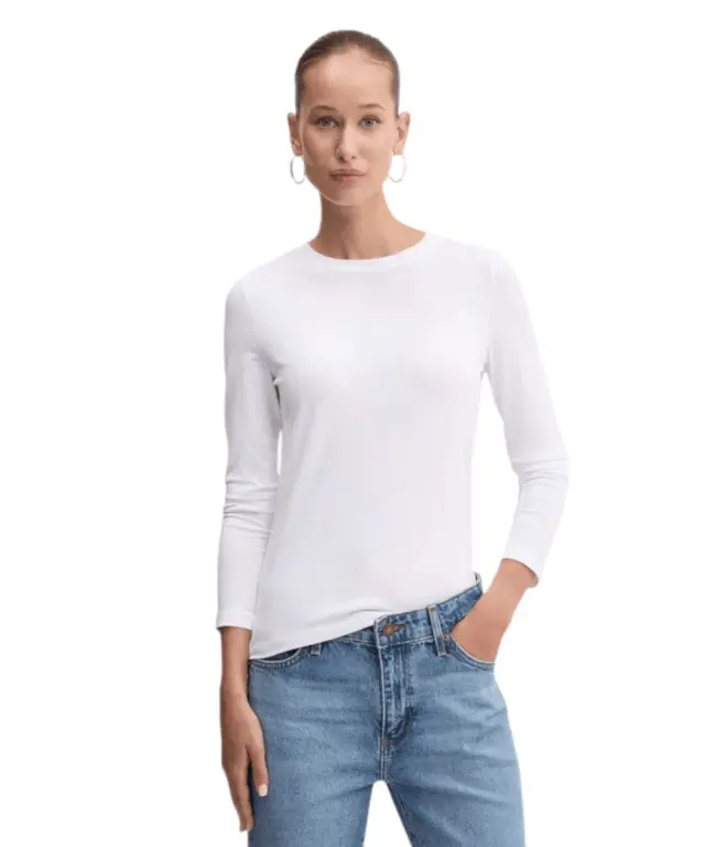 Guess - Γυναικεία Μακρυμάνικη Μπλούζα Slim Fit W4YI22J1314-G011 Λευκό - XL