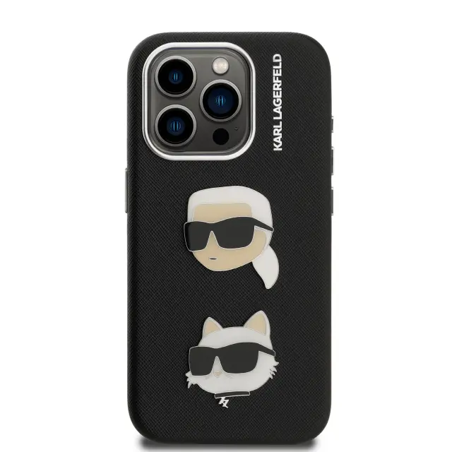 Karl Lagerfeld Grained PU K&CH Heads Case for iPhone 15 Pro Black 3