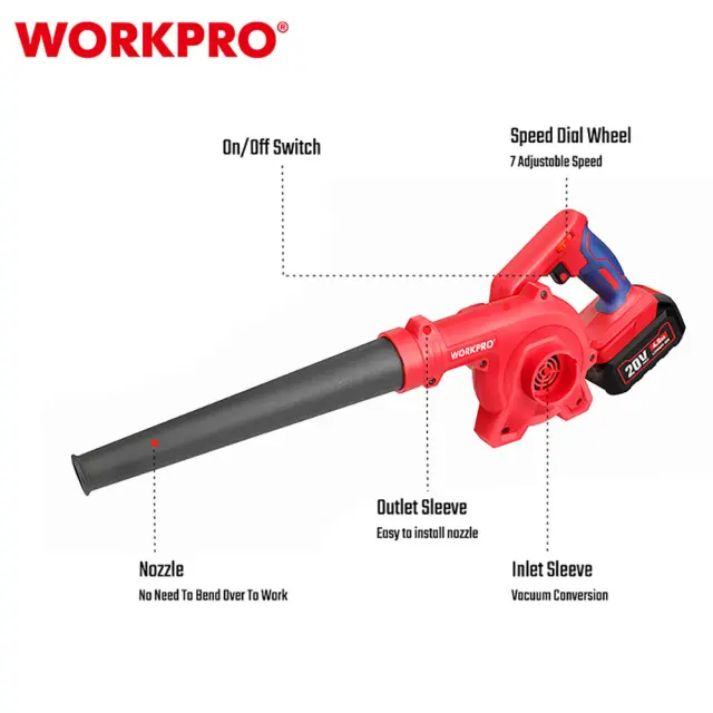 WORKPRO ΦΥΣΗΤΗΡΑΣ-ΑΠΟΡΡΟΦΗΤΗΡΑΣ ΕΠΑΝΑΦΟΡΤΙΖΟΜΕΝΟΣ 20V-Li SOLO** WP394000 (PROFI) 3