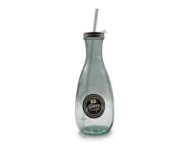 Μπουκάλι Glass Drops Authentic (5927) Με καλαμάκι, Aπό 100% ανακυκλωμένο γυαλί, Xωρητικότητας 600ml, Διαστάσεων Ø 9 x Υ 27 cm 5927 3