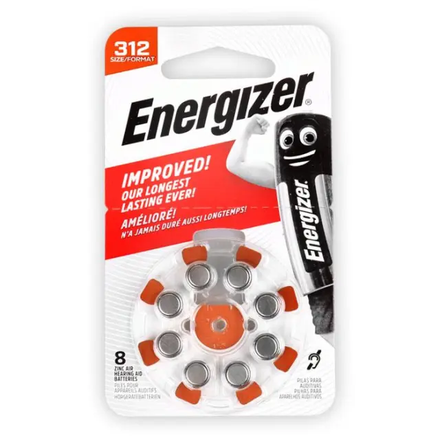 Μπαταρίες Ακουστικών Βαρηκοΐας Energizer Size 312 1.45V Τεμ. 8