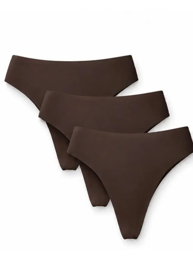 Under Armour Pure Stretch No Show Γυναικεία String 3-Pack – Brown - XL