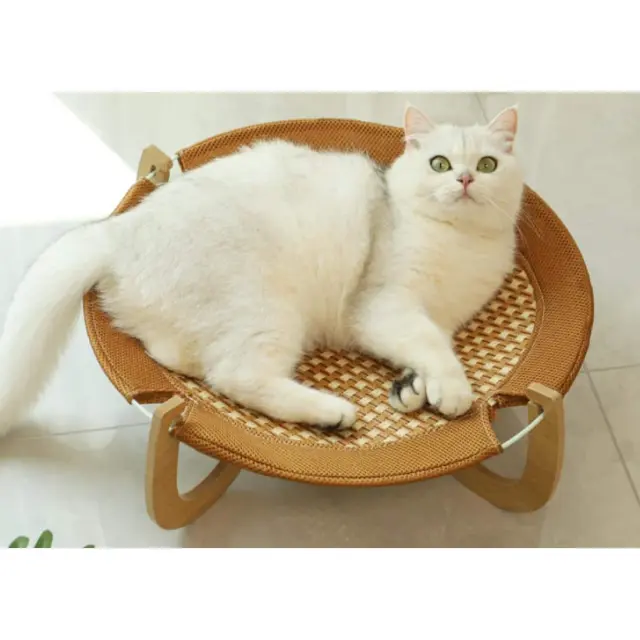 Υπερυψωμένο Μίνιμαλ Κρεβατάκι Από Rattan 46x46x17.5cm 3