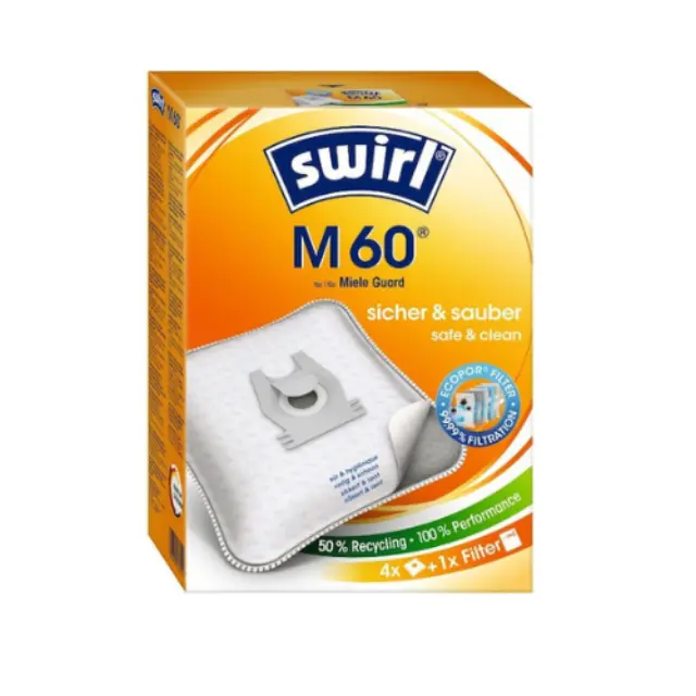 Swirl M60 Σακούλες Σκούπας 5τμχ Συμβατή με Σκούπα Miele