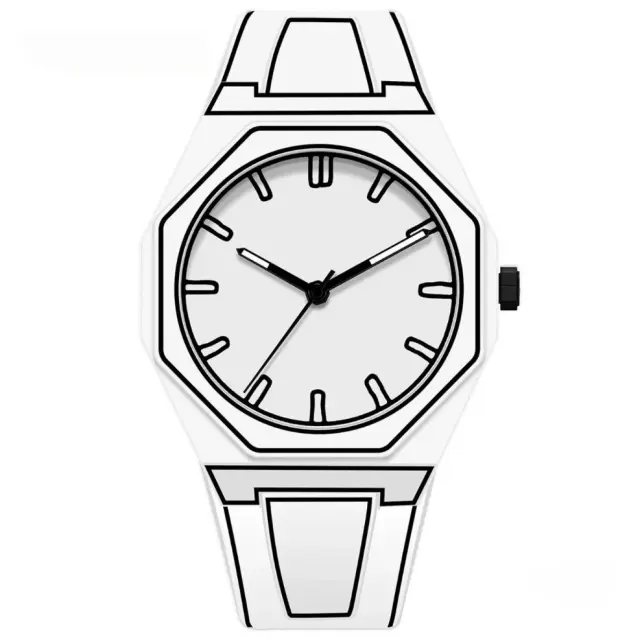 Ghetto 3D Style No-Name Polycarbonate Analog Quartz Watch White