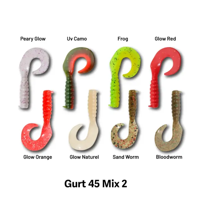 Gurt 45mm 8 Τεμάχια – Σιλικόνη για Τσιπούρα και Αρπακτικά Ψάρια - Τεχνητό Δόλωμα - MIX 2