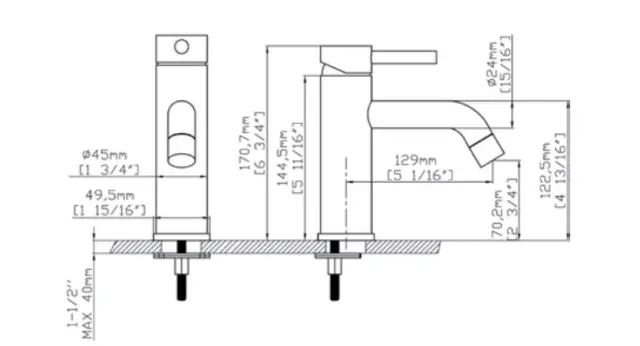Μπαταρία νιπτήρος ARTEMIS Cromo B99001-C KARAG 2