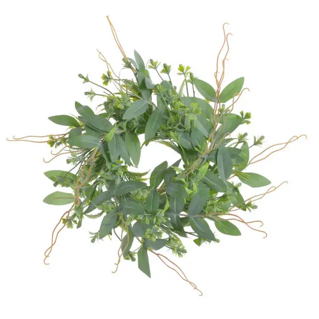 Στεφάνι με πράσινα φύλλα και κλαδιά, 24cm